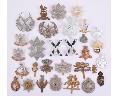 30x British & Colonial Military Badges, mostly being cap badges, some collar badges also. Including The Rifle Brigade, bi-met