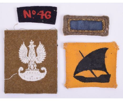 WW2 No46 Commando Shoulder Title Number, being embroidered red on navy blue / black backing, un-issued WW2 Polish army beret 