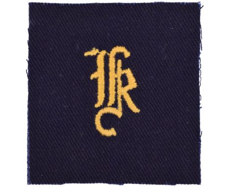 K (Hondeghem) Battery 5th Royal Artillery Cloth Formation Sign, embroidered example on cotton twill.