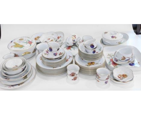 A Royal Worcester Evesham part service, to include oval serving dish decorated with sweetcorn, 18cm wide, large lidded souffl