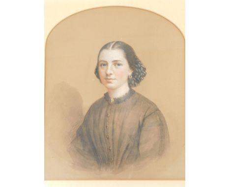 19thC English School. Portrait of a girl, mixed media, unsigned, 40cm x 32cm. 