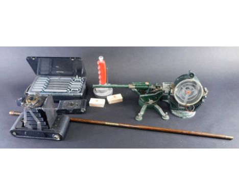 Various collectable items, a Marconi phone receiver, 25cm long, a spot lamp, target launcher, camera, etc. (a quantity)
