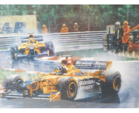 Juan Carlos Ferrigno (b. 1960). Jordan's First Victory, artist signed limited edition print number 749/850, with driver signa