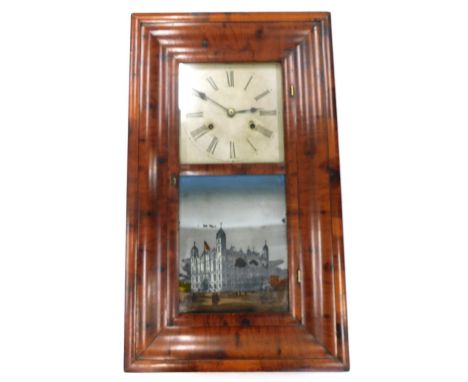 A late 19thC American wall clock by Chanstey Jermone, New York, in an ogee shaped rosewood case, with associated dial enclose