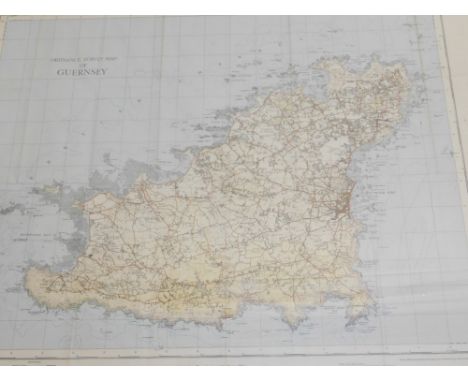After Sidney and J Richards. Guernsey, Herm and Sark Channel Islands, printed map, in two parts, each 103cm x 71cm, an Englis