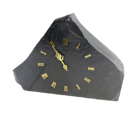 A Miller Schieferuhren slate mantel clock, with Roman numerals and pointers, 42cm wide. 