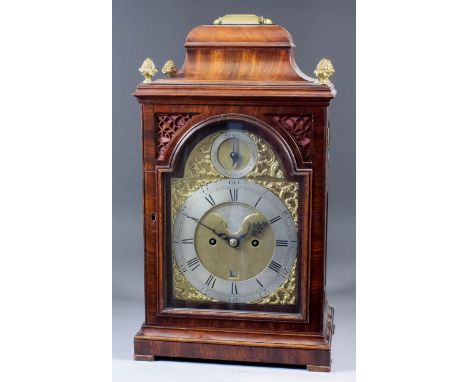 An early George III mahogany bracket clock by John Lloyd, Minories, London, the 7ins arched brass dial with silvered chapter 