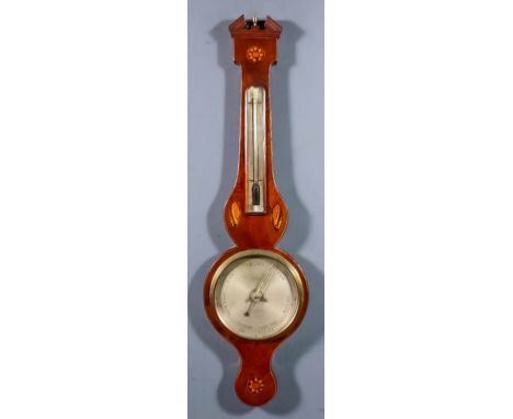 An early 19th Century mahogany cased wheel barometer and thermometer by P. Maspoli of Canterbury, with 8ins diameter silvered