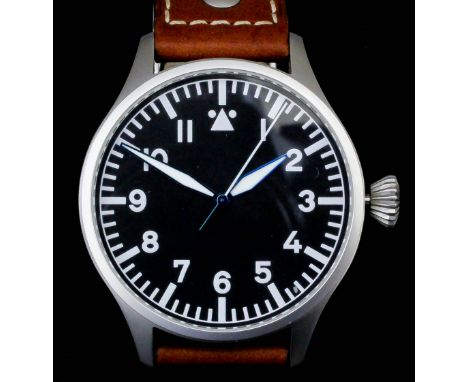 A modern German gentleman's stainless steel cased wrist watch by Archimede, the black dial with Arabic numerals and sweep sec