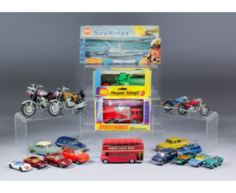 A large collection of toys, including - a Matchbox kingsize combine harvester model K9 (boxed), a Matchbox superking refuse t