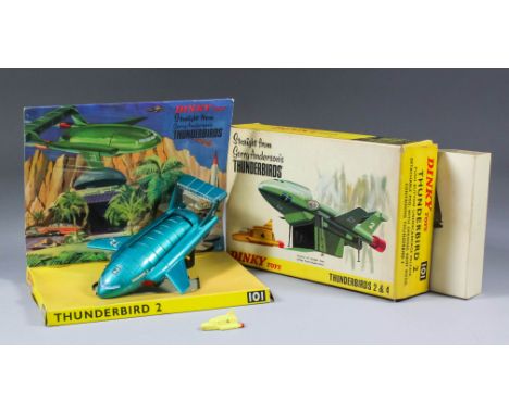 Two Dinky Toys diecast models of Thunderbird 2 and 4 No. 101, with original box (overall fair condition)