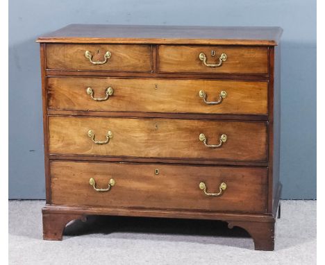 George III mahogany chest with moulded edge to top, fitted two short and three long graduated drawers, on bracket feet, 37.5i