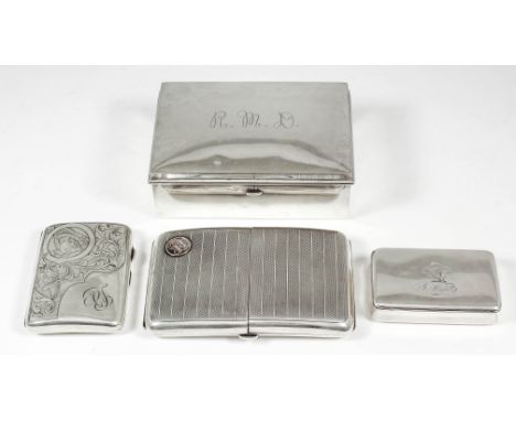 A Victorian plain silver rectangular snuff box, 3.125ins x 2ins x .5ins high, by Thomas Shaw, Birmingham 1842, engraved with 