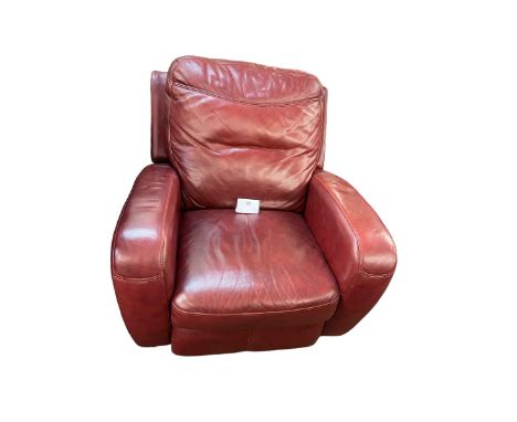 Barker & Stonehouse cherry leather manual reclining rocking chair.