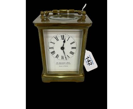 French brass carriage clock retailed by Wm Bruford & Son.