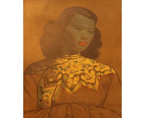 Wooden framed Tretchikoff print of the Green Lady