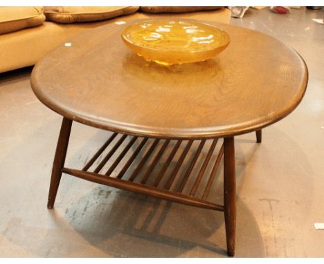 Ercol oval solid elm coffee table 