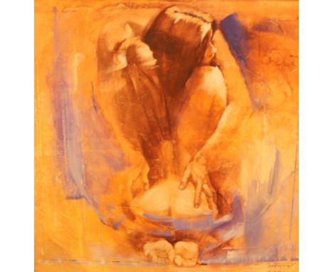 Large print on canvas picture female nude A/F. 70 x 70 cm