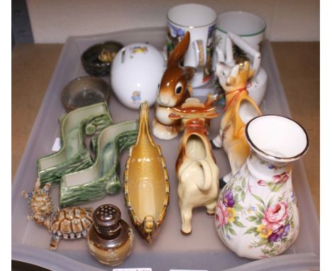 Tray of mixed ceramics including Goebel and Wade