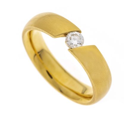 Brillant-Solitär-Ring GG 750/000 in Spannring-Optik, matt gebürstet, mit einem Brillanten 0,30 ct W/VS-SI, RG 64, 12,6 g