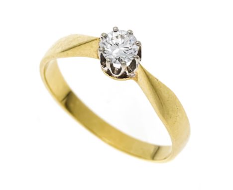 Brillant Solitär-Ring GG/WG 585/000 mit einem Brillanten 0,25 ct TW-W/VVS-VS, RG 55, 2,3 g