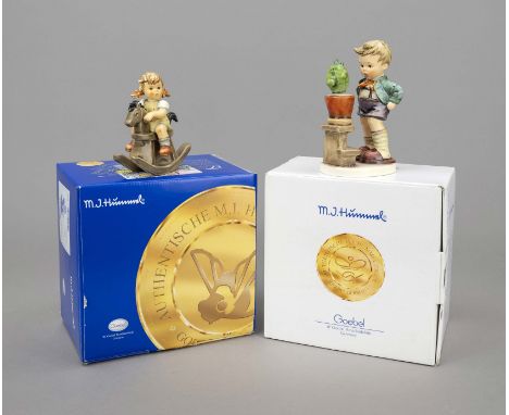 Konvolut aus 2 Hummelfiguren, Goebel, darunter: Zwiegespräch, Entwurfsjahr 1972, sign., polychrom bemalt, Modellnr. 314, H. 1