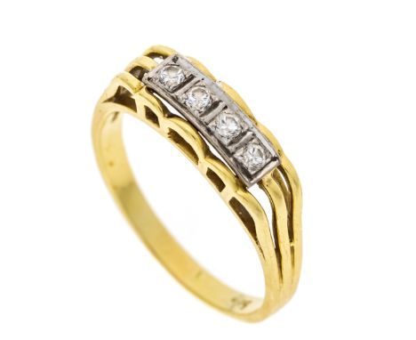 Riviére-Brillant-Ring GG/WG 585/000 mit 4 Brillanten, zus. 0,10 ct W-l.get.W/SI, RG 58, 3,6 g