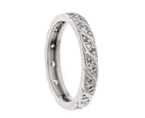 Eternity-Ring WG 585/000 mit 15 Brillanten, zus. 0,15 ct W/SI, RG 51, 3,1 g