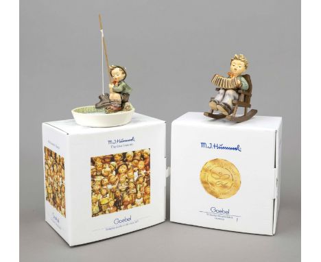 Konvolut aus 2 Hummelfiguren, Goebel, darunter: Übungsstunde, 1997, sign., polychrom bemalt, Modellnr. 771, H. (inkl. Schauke
