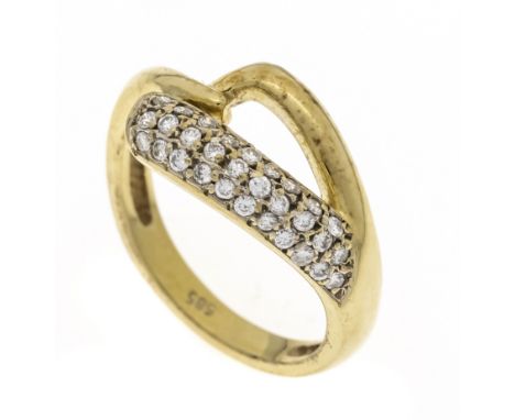 Brillant-Ring GG/WG 585/000 mit 30 Brillanten, zus. 0,30 ct W/SI, RG 52, 4,2 g
