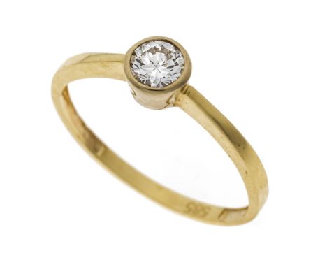 Brillant-Solitär-Ring GG 585/000 mit einem Brillanten 0,35 ct W-l.get.W/SI, RG 56, 1,7 g