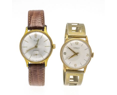 Junghans/Kienzle Herrenuhren Konvolut, beide Uhren laufen an, einmal mit Lederband einmal mit Metallspangenband