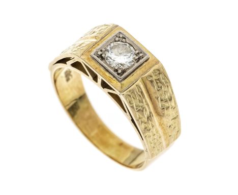 Altschliff-Diamant-Ring GG/WG 585/000 mit einem Altschliff-Diamanten 0,40 ct l.get.W-get.W/VS-SI, RG 60, 5,8 g