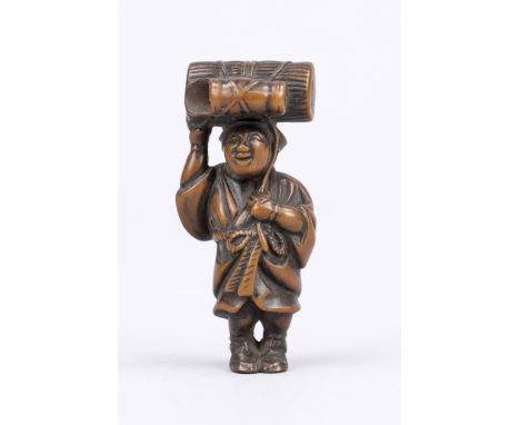 Figürliches Netsuke, Japan 2. H. 19. Jh. (Meiji), Buchsbaum, leicht ber., H. 6 cm