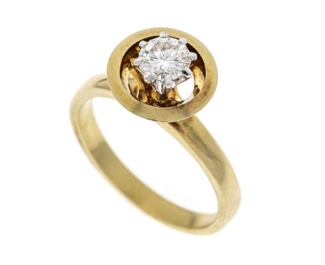 Brillant-Ring GG 585/000 mit einem Brillanten 0,40 ct W/VS, RG 51, 4,2 g