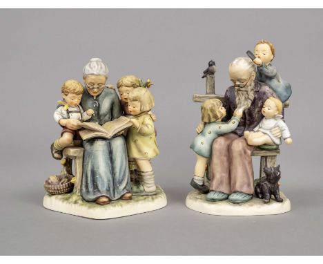 Zwei große Hummelfiguren, limit. Sonderedition des Hummel Clubs, ''Großmutter erzählt'', 1993, num. 06829/10000,  Modellnr. 6