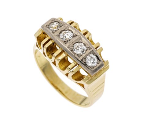 Altschliff-Diamant-Ring GG 585/000 mit 4 Altschliff-Diamanten, zus. 0,50 ct W/VS-PI1, RG 55, 7,5 g
