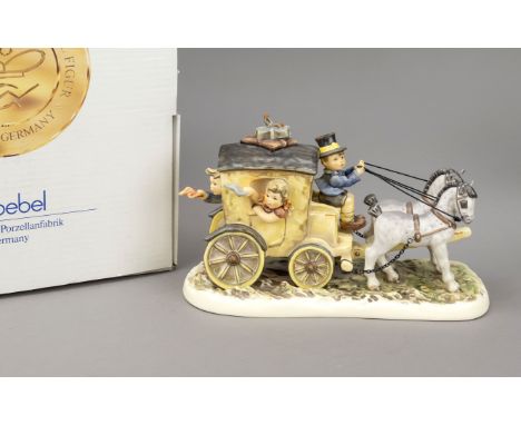 Große Hummelfigur, Goebel, Es wär' so schön gewesen, Century Collection, 1992, sign., drei winkende Jungen und Mädchen in ein