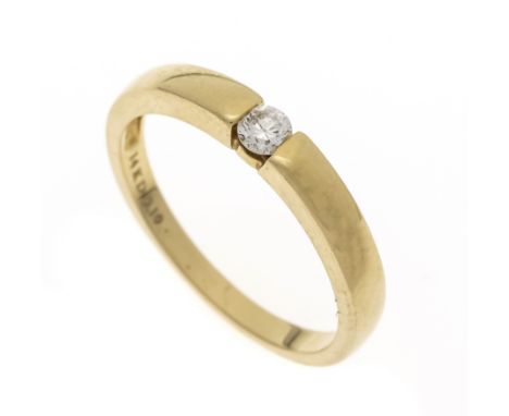 Brillant-Solitär-Ring GG 585/000 mit einem Brillanten 0,1 ct punziert, H-I/VS, RG 51, 2,1 g