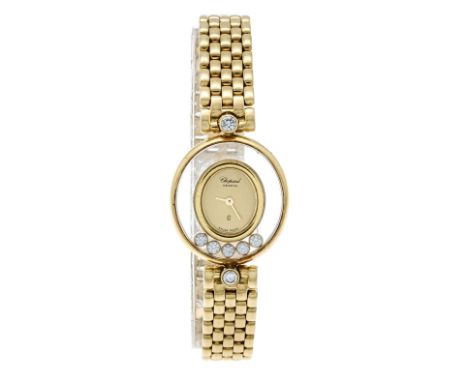 Chopard Happy Diamonds, Damenquarzuhr, 750/000 GG, Ref. 5225 aus 1990, poliertes Goldgehäuse und Band, flying Diamonds ( 2 Br