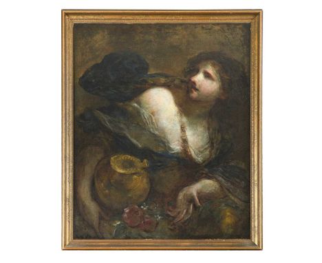 Follower of Simone Pignoni Hebe, cupbearer of the gods, holding a drinking ewer and flowers oil on canvas 84.5 x 69cmProvenan