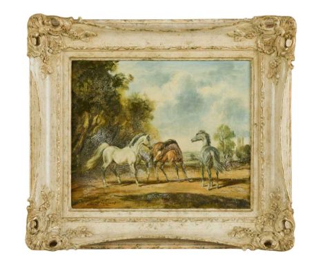 § Raoul Millais (1901-1999) Three horses in a landscape signed ‘Raoul Millais’ (lower left) oil on board 24 x 28.5cmProvenanc