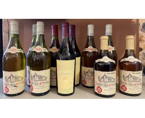 French regional wines, mainly Jura, Chateau de L'Etoile, 8 various vintage Jura wines; Caveau d'Oncin, Benoit Dumont, Rousset