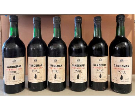 Sandeman's Vintage Port 1966, bottled 1968, levels base of neck or better, 12 bottles