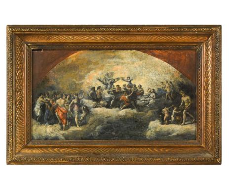 Follower of Filippo Lauri The Feast of the Gods oil on panel 24.5 x 45cmProvenance:Private Collection, LondonThe painting is 