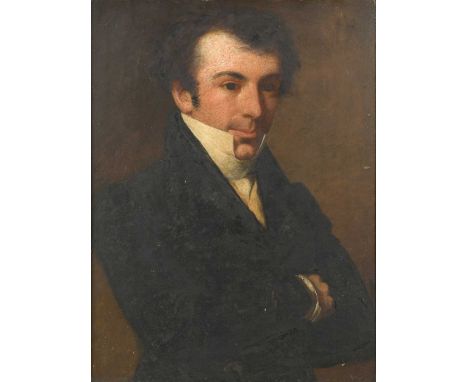 Circle of John Opie, RA (1761-1807) Portrait of a gentleman in contemplationoil on panel, unframed 74 x 55cmThe painting is e
