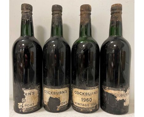 Cockburns Vintage Port 1960, 4 bottles, levels: 3 base of neck, 1 mid shoulder, scuffed and damaged labels (4)