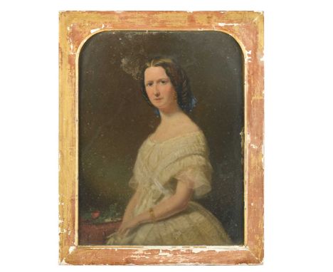 J L Ritchie (fl. 1846-1859) Portrait of a lady in a white dresssigned and dated 'J. L. Ritchie / July 1860' (lower right) oil