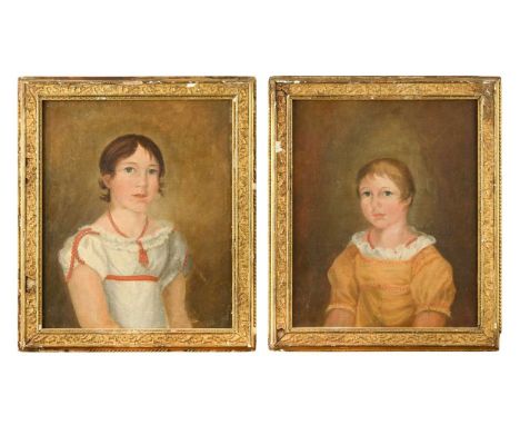 American School, early 19th century Portraits of the Stewart sisters, believed to be Esther Mary Darrell Stewart and Sarah Da