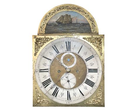 A Scottish mahogany longcase clock with automaton, early 19th century, 14inch square dial signed below 'Pa Roumicu Edinburgh'